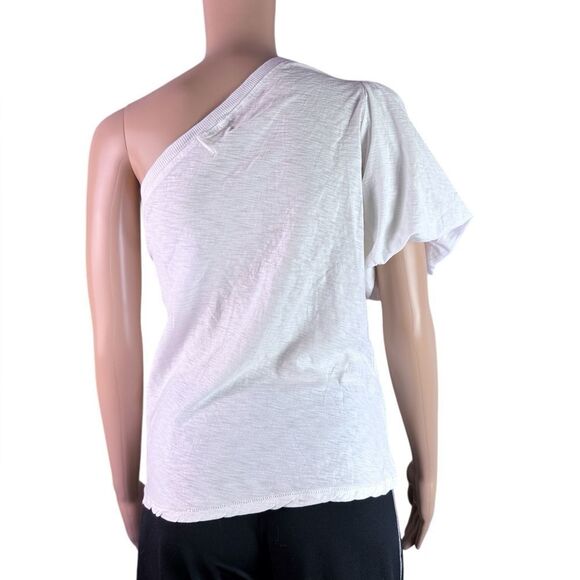 Nation One Shoulder Prima Cotton White T-Shirt - Picture 2 of 6